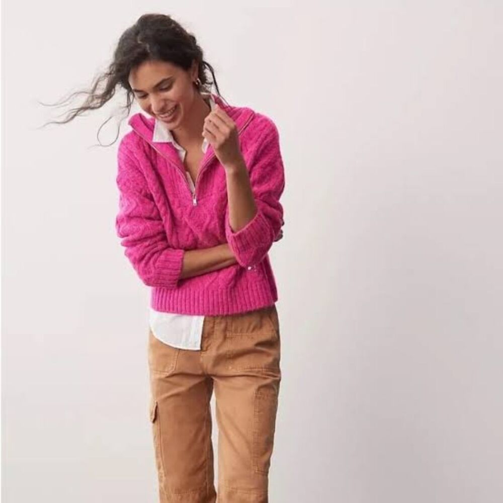 Anthropologie Cable Knit Fisherman Quarter Zip Sweater XS